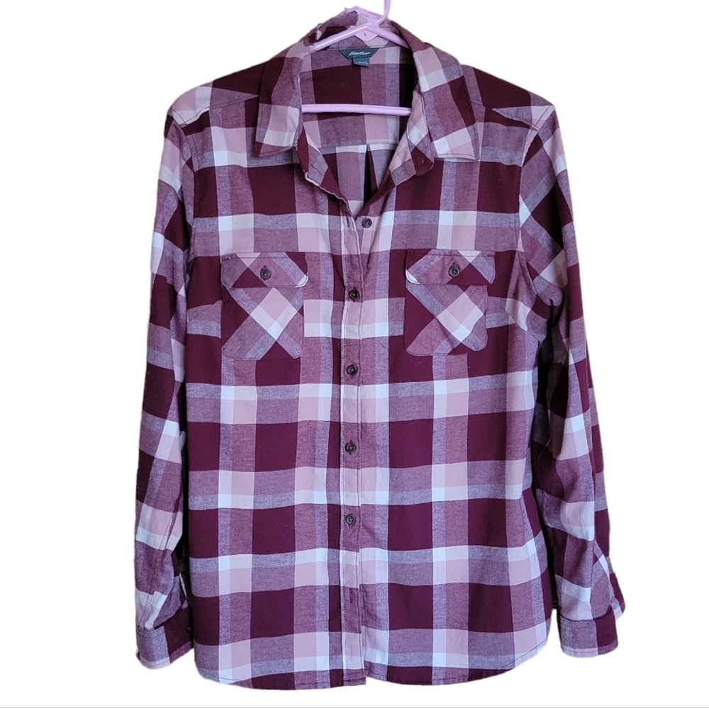 Eddie Bauer Womens Plaid Button-Down long-sleeve Shirt, Size L - Picture 3 of 7